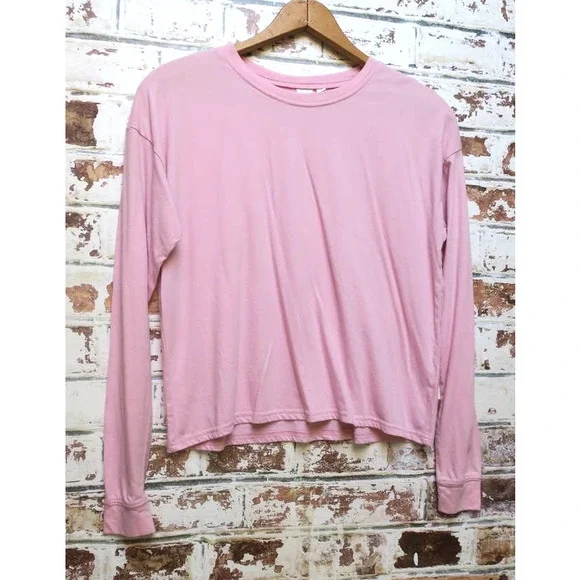 BP. Nordstrom Pink Long Sleeve Cropped Crew Neck Tee - Picture 2 of 6